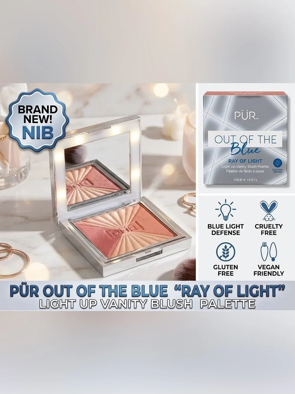 PÜR Out of the Blue “Ray of Light “ Blush Palette NWT
